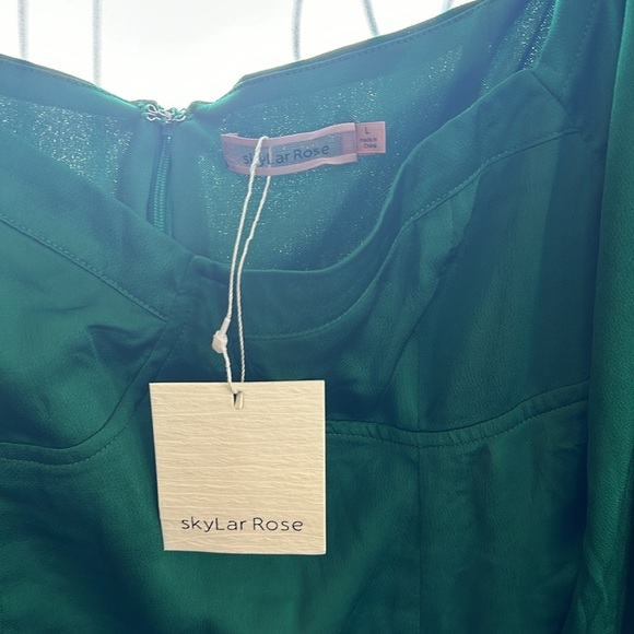nwt Skylar Rose Green Satin Mini Dress Womens Size Large - Picture 6 of 9